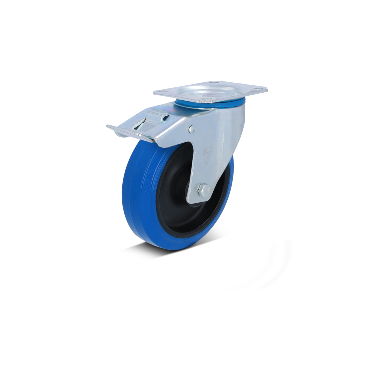 Standard-Stopp-Lenkrolle – Blue Wheel Gummirad, zylindrisch