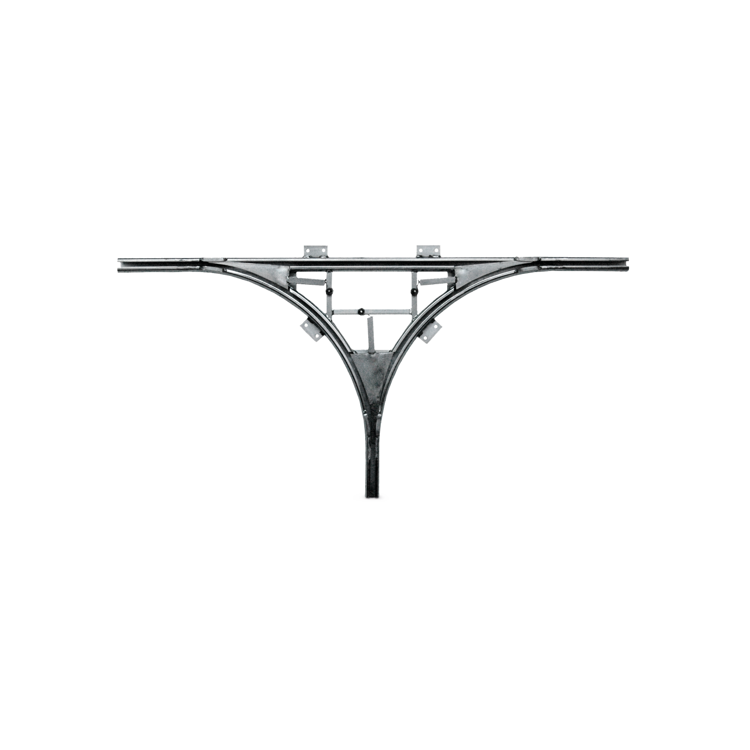 Ein U-förmiges Bauteil aus Metall, das zwei parallele Schienen verbindet und in der Mitte eine abgerundete Form aufweist. Es ist für den Einsatz in Förderanlagen konzipiert.
