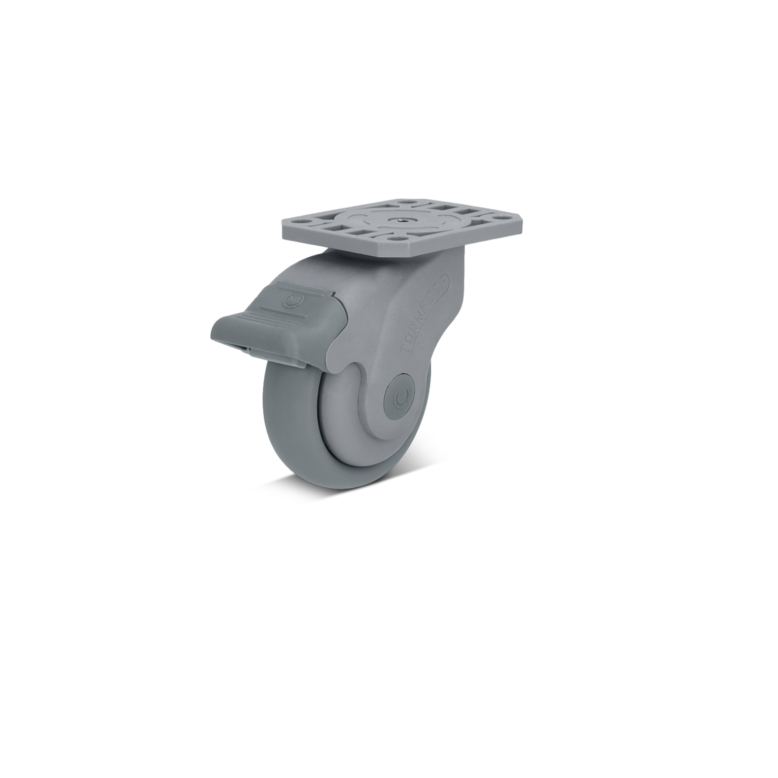 LEO Pro Outdoor-Stopp-Lenkrolle – Polyurethanrad, ballig, grau