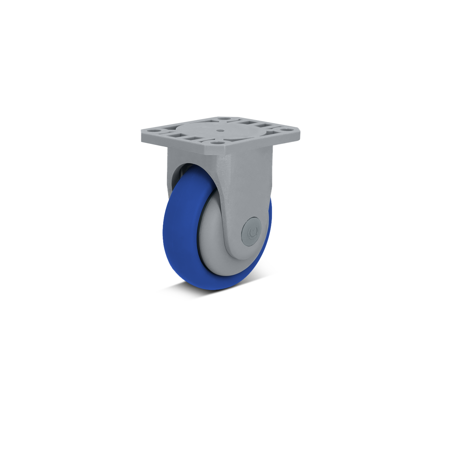 LEO Basic Kunststoff-Bockrolle – Polyurethanrad, ballig, blau