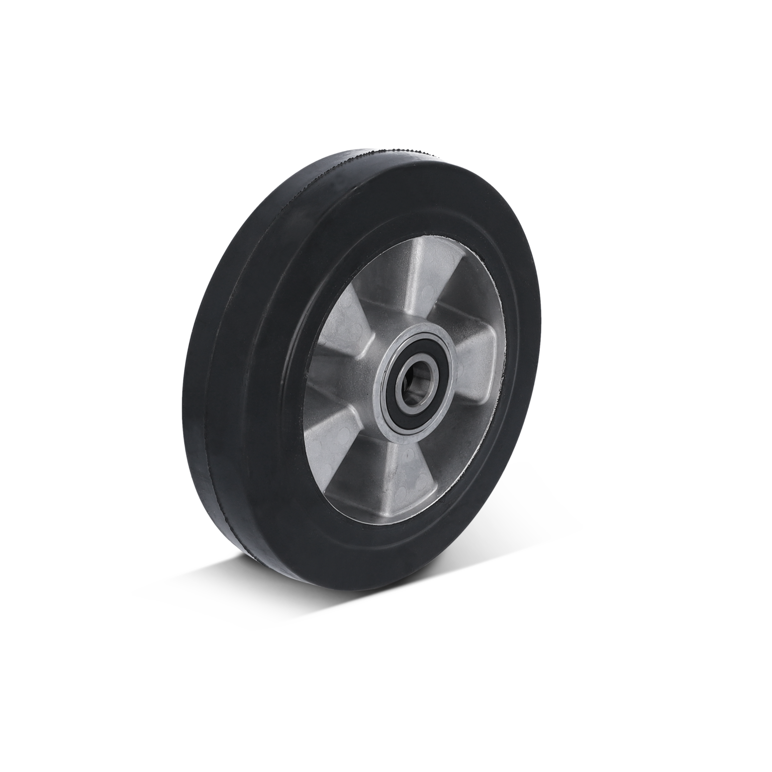 Elastik-Vollgummirad schwarz Aluminium-Druckgussfelge Kugellager 200 mm