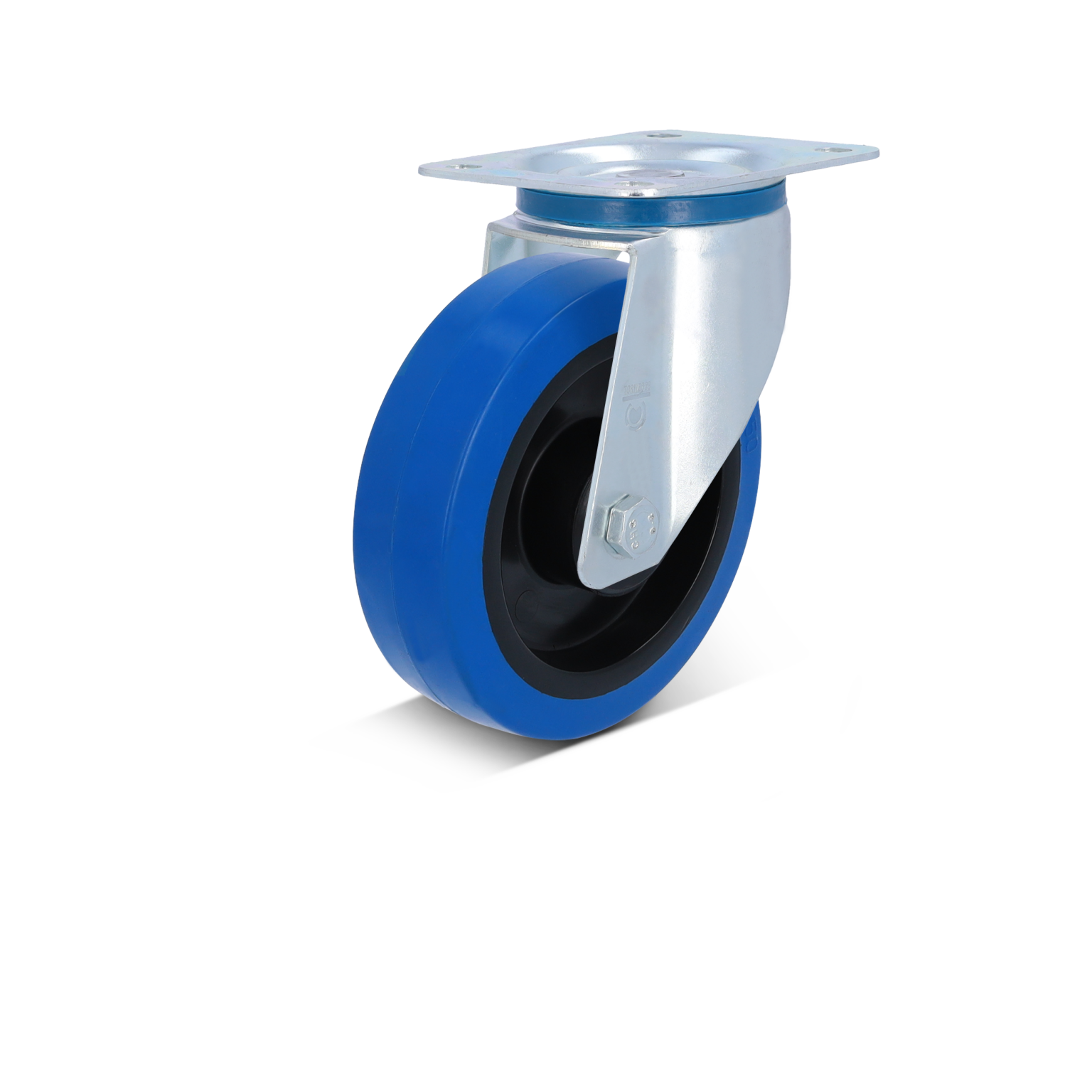 Standard-Lenkrolle – Blue Wheel Gummirad, zylindrisch, Rollenlager – 160 mm