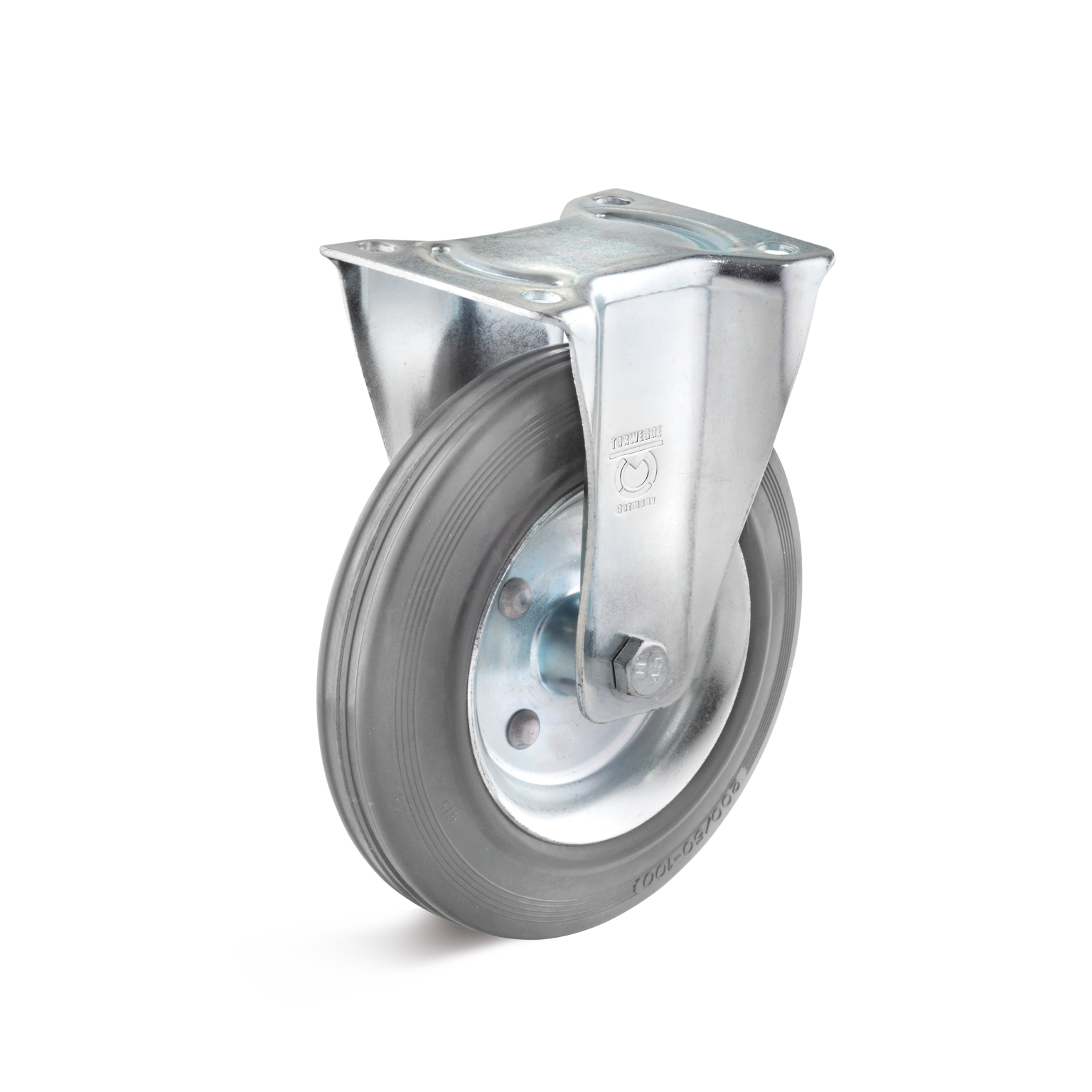 Standard-Bockrolle Vollgummi grau Rollenlager 200 mm in IS-Gehäuse