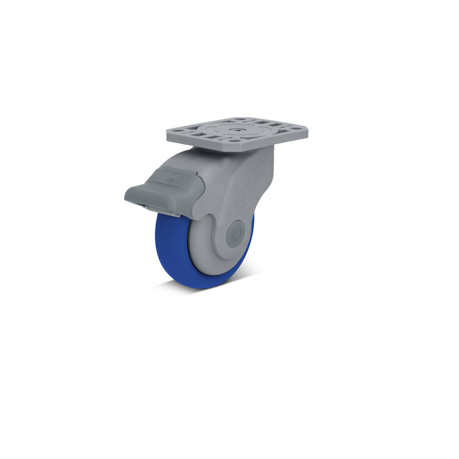LEO Pro Outdoor-Stopp-Lenkrolle – Polyurethanrad, ballig, blau