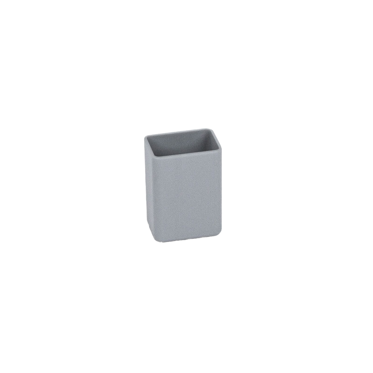 A small, rectangular gray component made of textured material. It has an open top and straight edges, suggesting it is designed to hold or contain items in an industrial or organizational context.